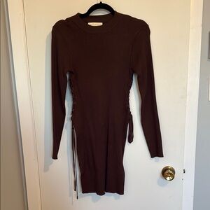 Madden Girl brown Long Sleeve Mock Neck Dress